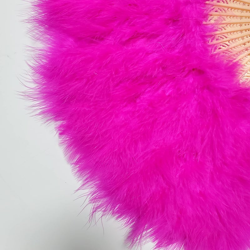 Happy Feather Handheld Marabou Feather Fan, 1920s Vintage Style Flapper Hand Fan for Costume Party and Dancing-Fuchsia - Image 4